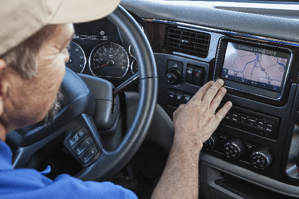 truck driver using a gps system