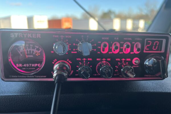 Picture of truck dashboard featuring 10 Meter Radio SR-497HPC from Stryker Radios