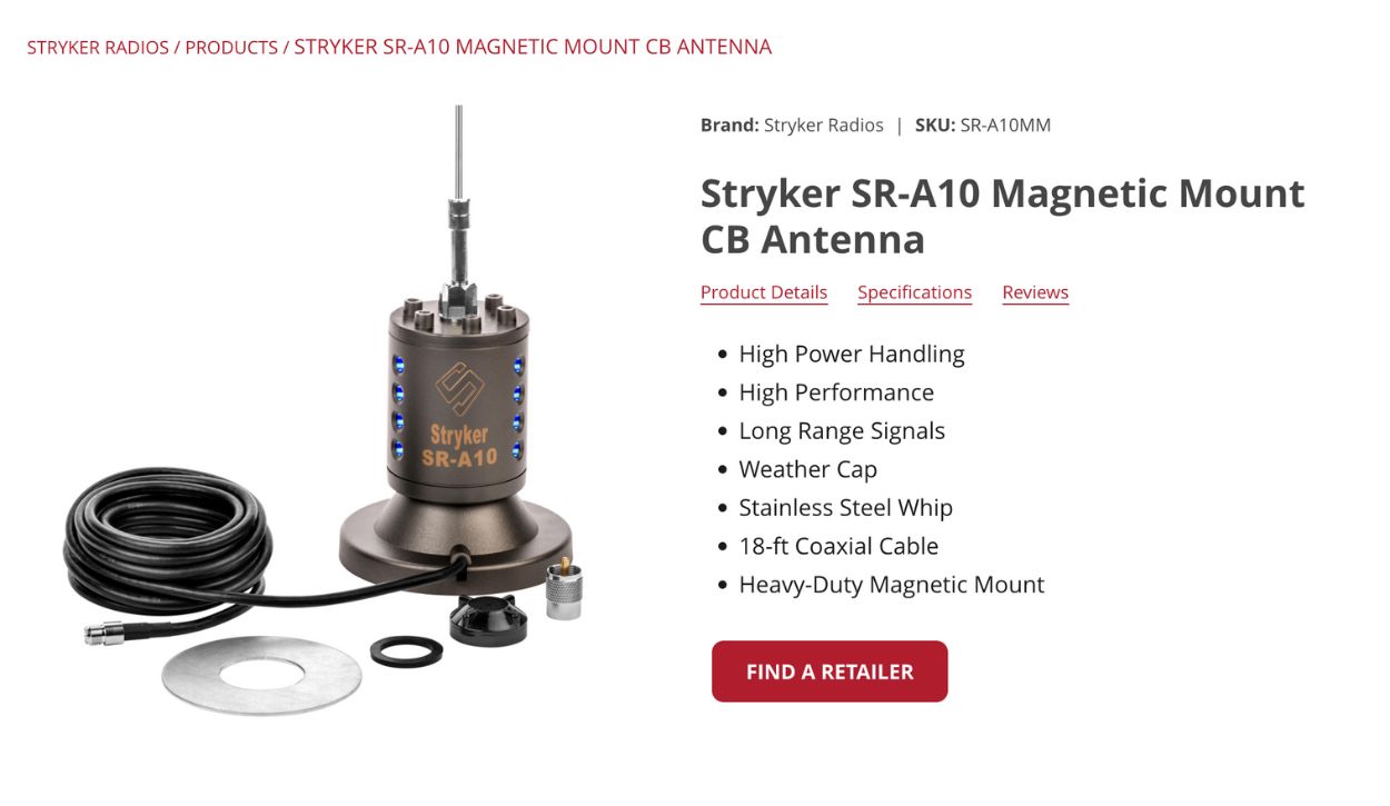 Magnetic Mount CB Radio Antenna from Stryker Radios