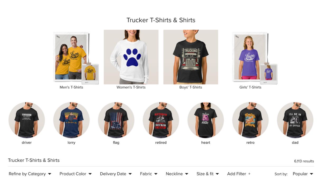 Overview of trucker t-shirts & shirts from Zazzle