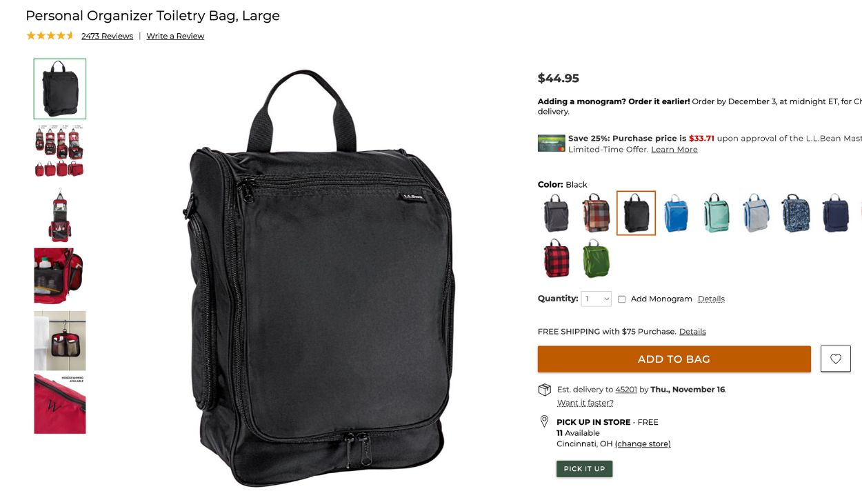 Large toiletry bag from L.L. Bean