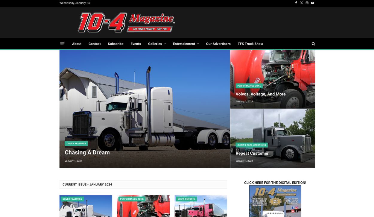 Screenshot of the 10-4 Magazine Homepage