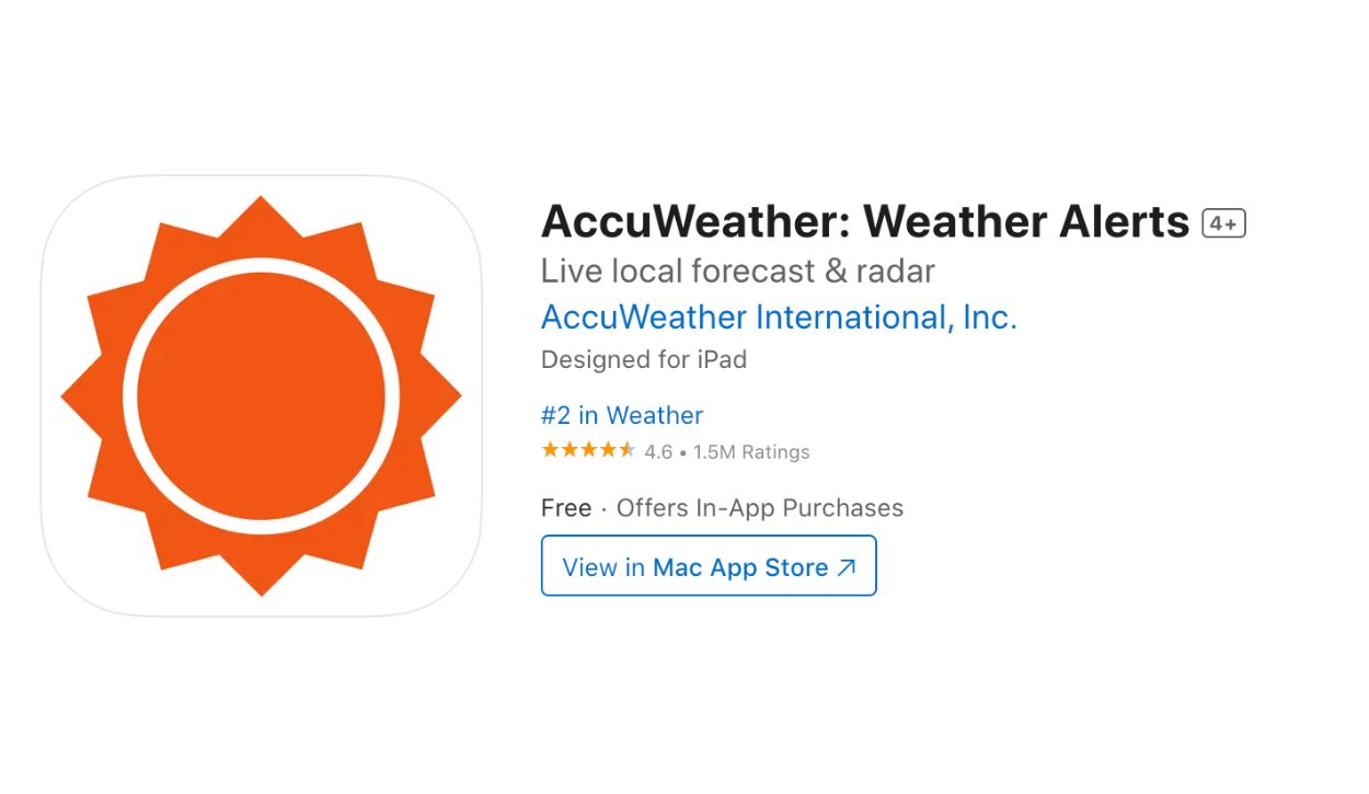 Screenshot of the AccuWeather app in the App Store