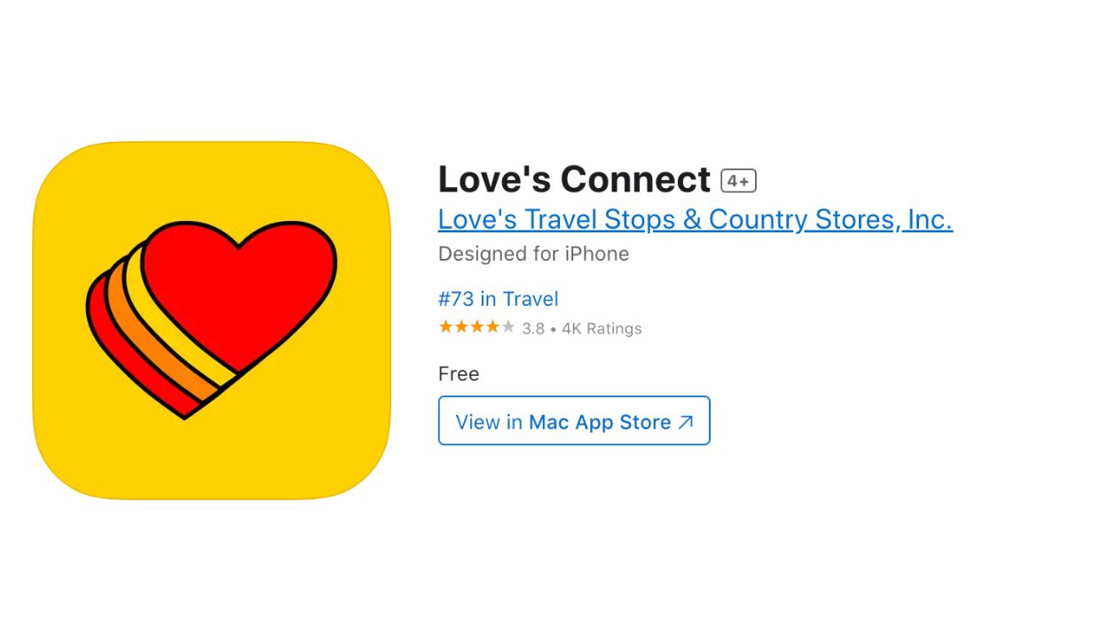 Screenshot of the Love’s Connect app in the App Store