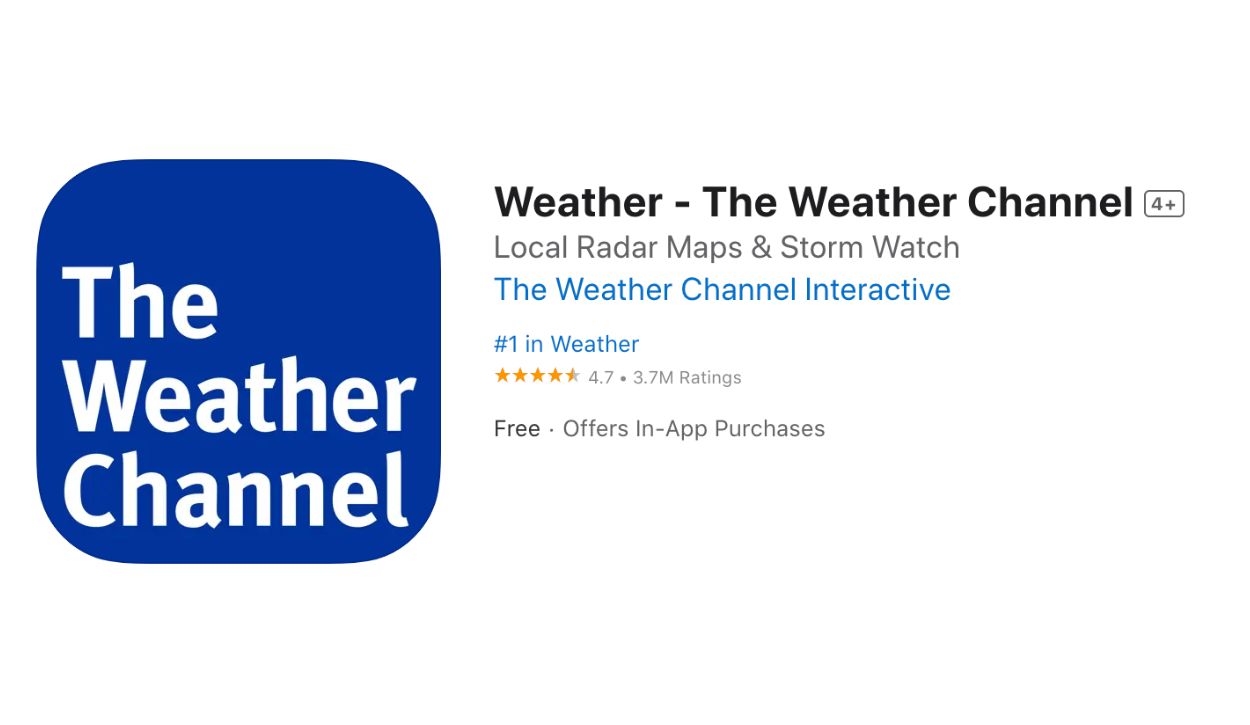 Screenshot of The Weather Channel app in the App Store