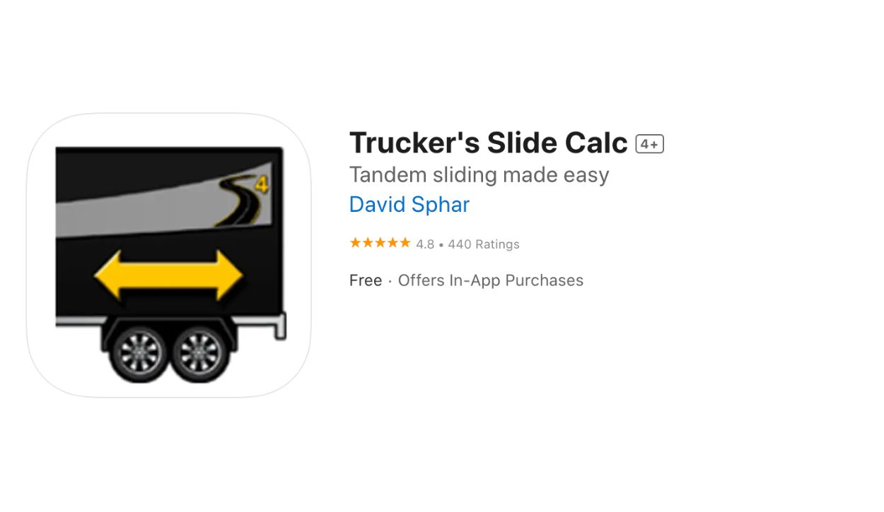 Screenshot of the Trucker’s Slide Calc app in the App Store