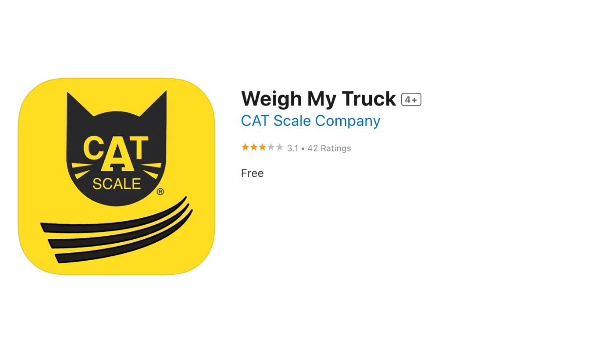 Screenshot of the Weigh My truck app in the App Store