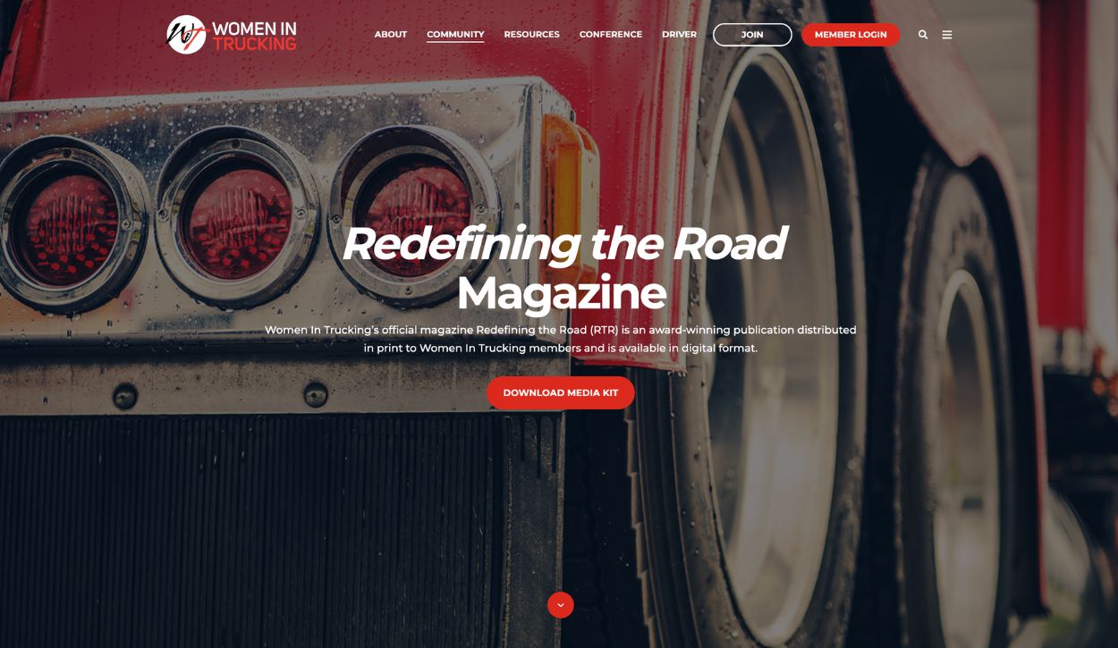 Screenshot of the Redefining the Road Magazine homepage
